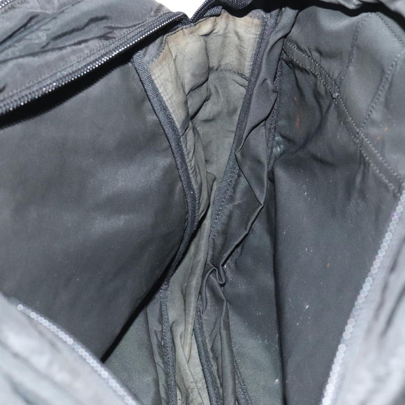 PRADA Boston Bag Nylon Leather 2way Black Silver Auth bs20849