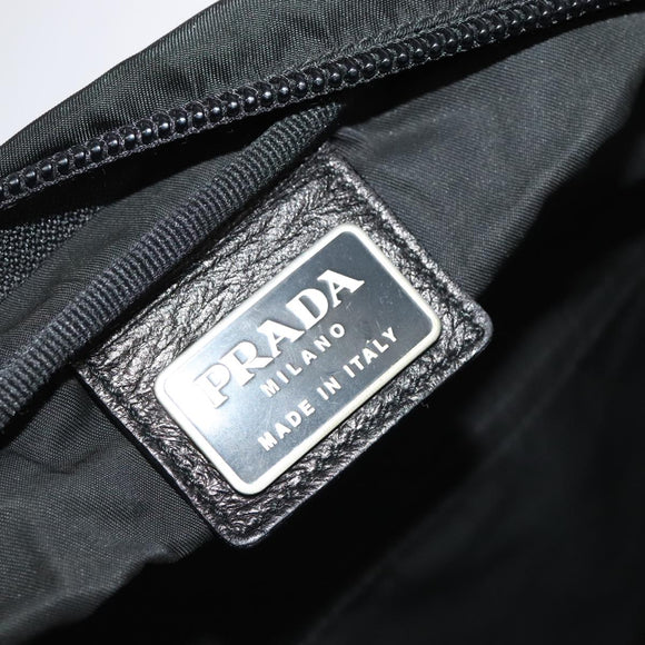 PRADA Boston Bag Nylon Leather 2way Black Silver Auth bs20849