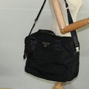 PRADA Boston Bag Nylon Leather 2way Black Silver Auth bs20849-26