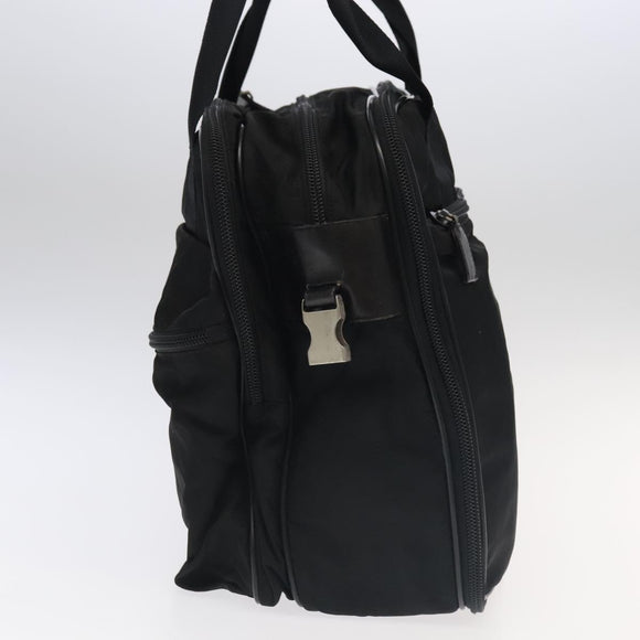 PRADA Boston Bag Nylon Leather 2way Black Silver Auth bs20849
