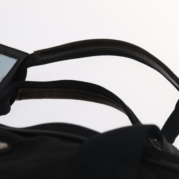 PRADA Boston Bag Nylon Leather 2way Black Silver Auth bs20849