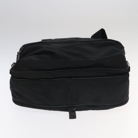 PRADA Boston Bag Nylon Leather 2way Black Silver Auth bs20849