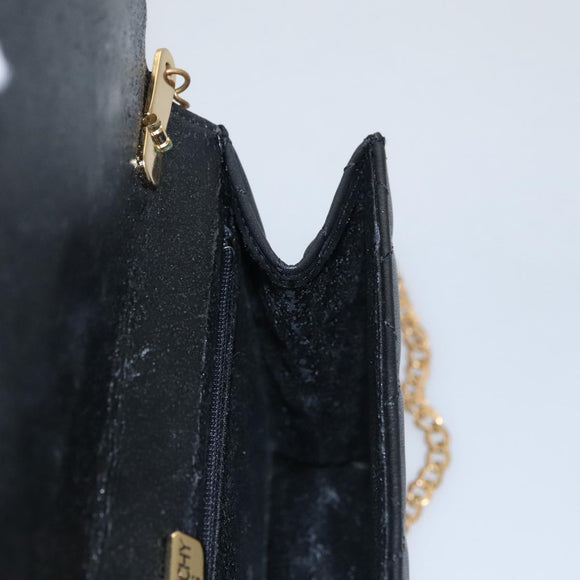 GIVENCHY Chain Shoulder Bag Leather Black Auth bs20851