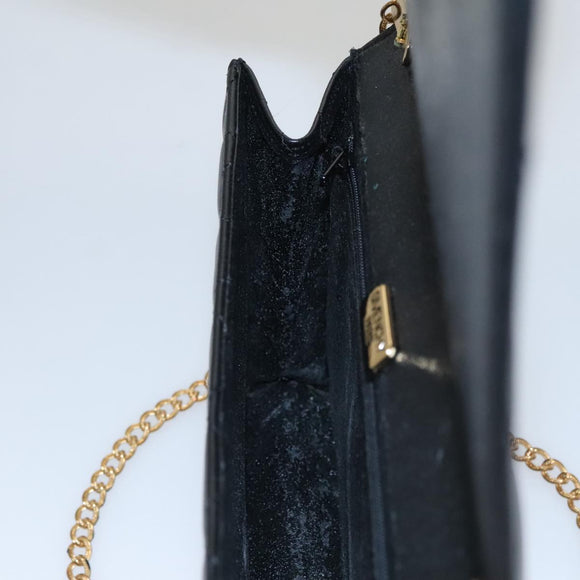 GIVENCHY Chain Shoulder Bag Leather Black Auth bs20851