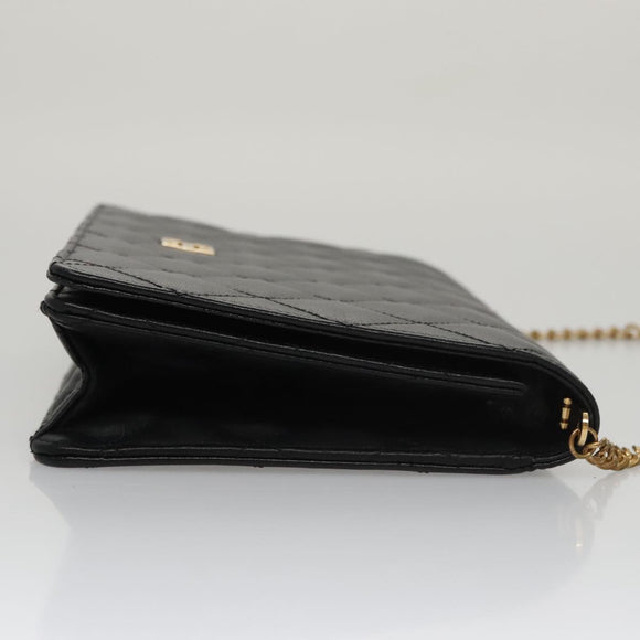 GIVENCHY Chain Shoulder Bag Leather Black Auth bs20851