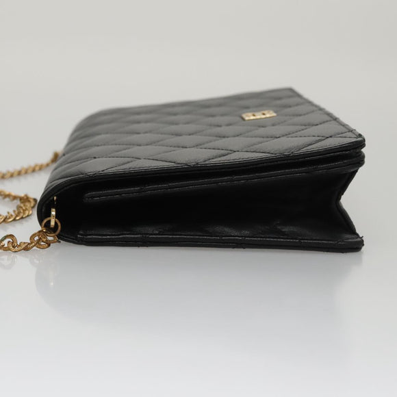 GIVENCHY Chain Shoulder Bag Leather Black Auth bs20851