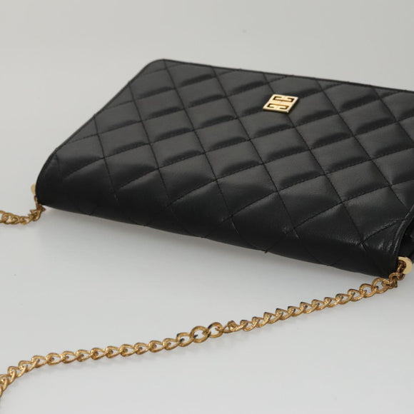 GIVENCHY Chain Shoulder Bag Leather Black Auth bs20851