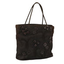 PRADA Hand Bag Nylon Brown Silver Auth bs20899-1