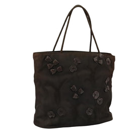 PRADA Hand Bag Nylon Brown Silver Auth bs20899