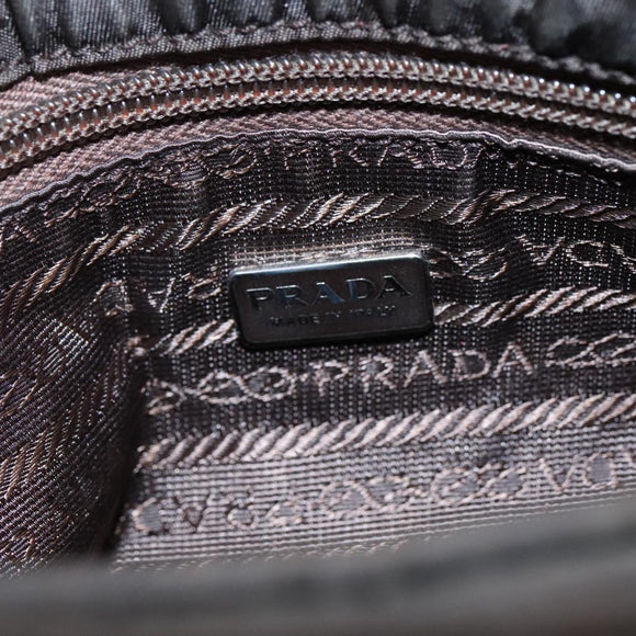 PRADA Hand Bag Nylon Brown Silver Auth bs20899