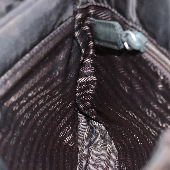 PRADA Hand Bag Nylon Brown Silver Auth bs20899