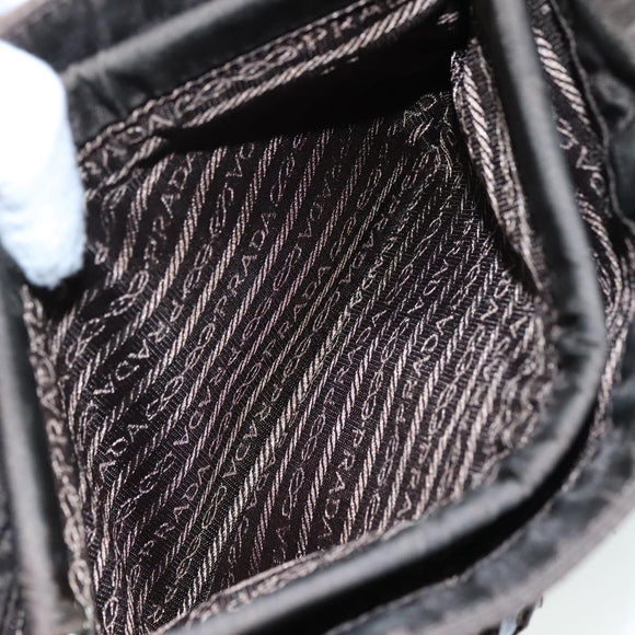 PRADA Hand Bag Nylon Brown Silver Auth bs20899