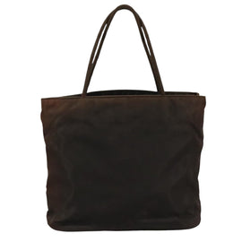 PRADA Hand Bag Nylon Brown Silver Auth bs20899 - 0