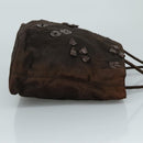 PRADA Hand Bag Nylon Brown Silver Auth bs20899-3