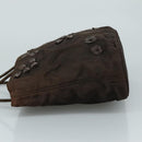 PRADA Hand Bag Nylon Brown Silver Auth bs20899-4