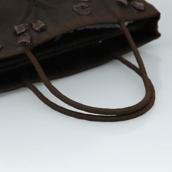 PRADA Hand Bag Nylon Brown Silver Auth bs20899