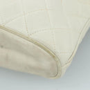 CHANEL Matelasse Chain Shoulder Bag Leather White Gold CC Auth bs20903-10