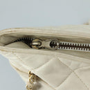 CHANEL Matelasse Chain Shoulder Bag Leather White Gold CC Auth bs20903-14