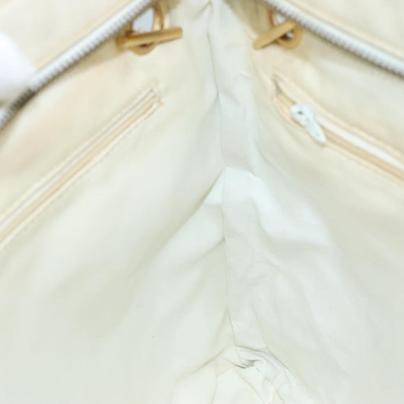 CHANEL Matelasse Chain Shoulder Bag Leather White Gold CC Auth bs20903