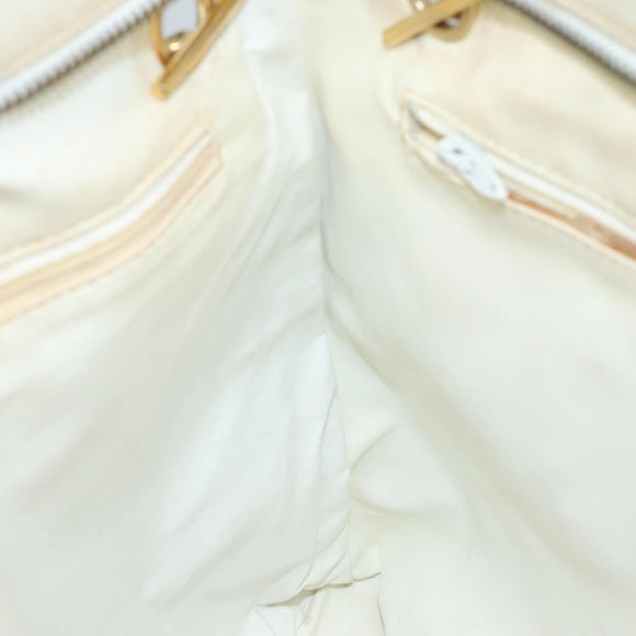 CHANEL Matelasse Chain Shoulder Bag Leather White Gold CC Auth bs20903