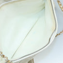 CHANEL Matelasse Chain Shoulder Bag Leather White Gold CC Auth bs20903-25