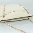 CHANEL Matelasse Chain Shoulder Bag Leather White Gold CC Auth bs20903-6