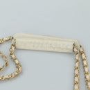 CHANEL Matelasse Chain Shoulder Bag Leather White Gold CC Auth bs20903-8