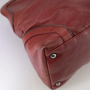 CHANEL COCO Mark Hand Bag Leather Red Silver CC Auth bs20904-14