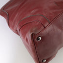 CHANEL COCO Mark Hand Bag Leather Red Silver CC Auth bs20904-16