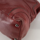 CHANEL COCO Mark Hand Bag Leather Red Silver CC Auth bs20904-9