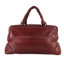 CHANEL COCO Mark Hand Bag Leather Red Silver CC Auth bs20904-2