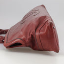 CHANEL COCO Mark Hand Bag Leather Red Silver CC Auth bs20904-3