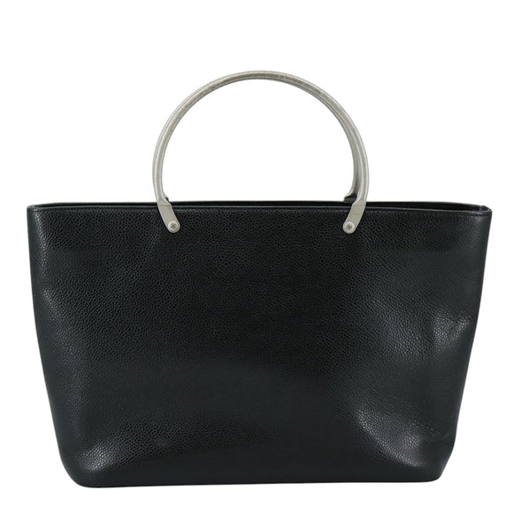 CHANEL Hand Bag Caviar Skin Black CC Auth bs20918