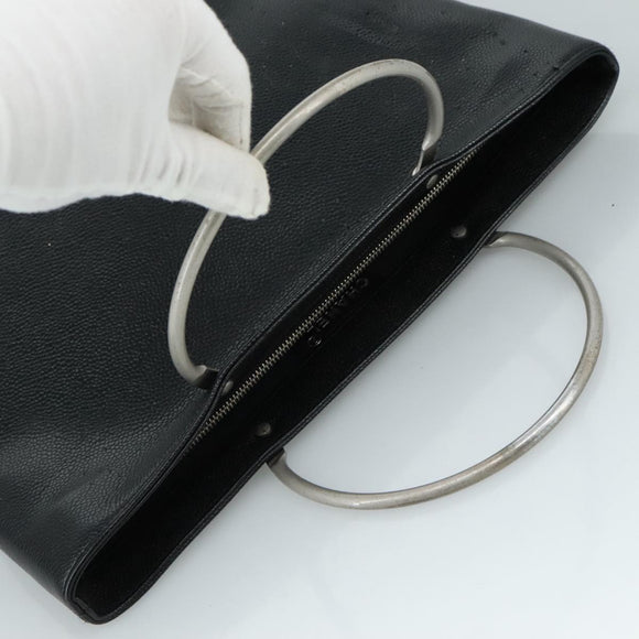 CHANEL Hand Bag Caviar Skin Black CC Auth bs20918