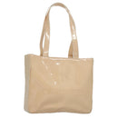 CHANEL Tote Bag Enamel Beige Gold CC Auth bs20922-1
