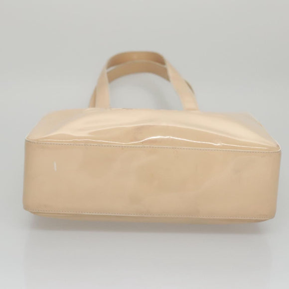 CHANEL Tote Bag Enamel Beige Gold CC Auth bs20922