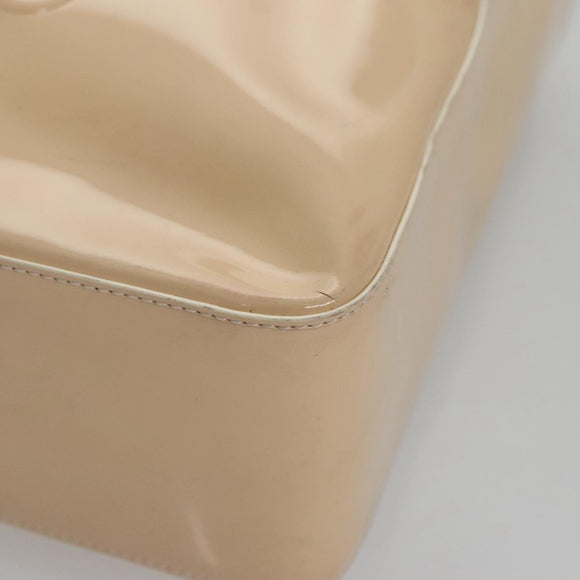 CHANEL Tote Bag Enamel Beige Gold CC Auth bs20922