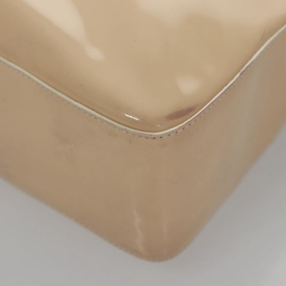 CHANEL Tote Bag Enamel Beige Gold CC Auth bs20922