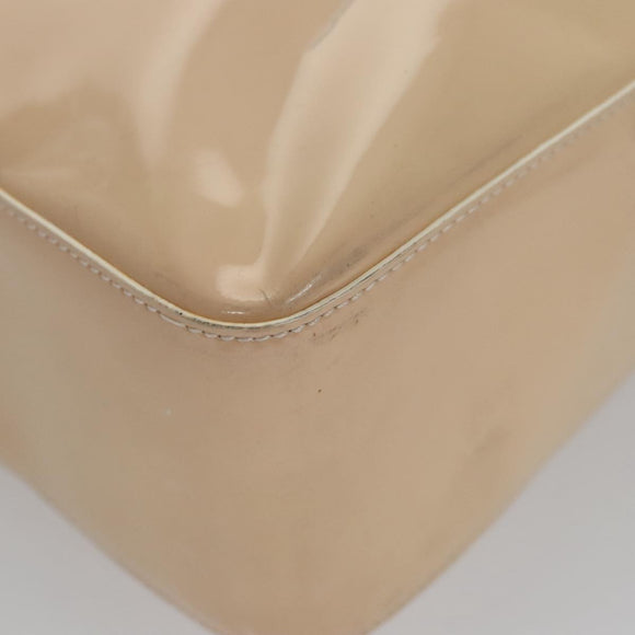 CHANEL Tote Bag Enamel Beige Gold CC Auth bs20922