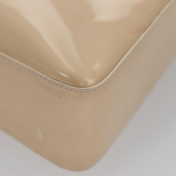 CHANEL Tote Bag Enamel Beige Gold CC Auth bs20922