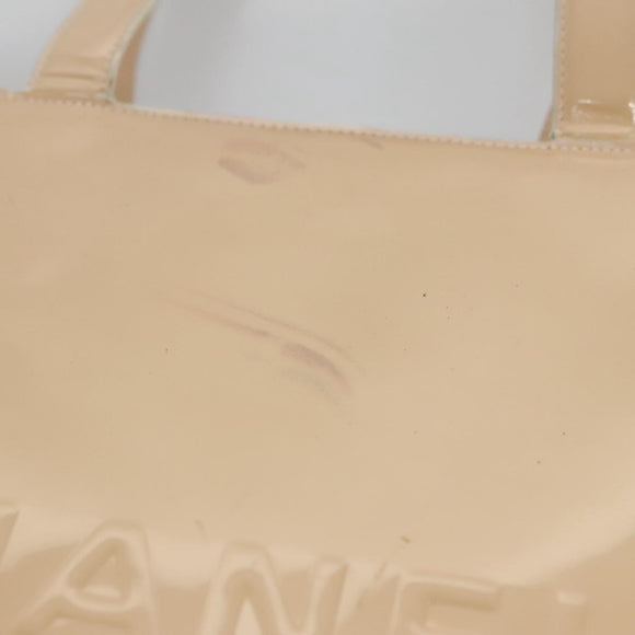 CHANEL Tote Bag Enamel Beige Gold CC Auth bs20922