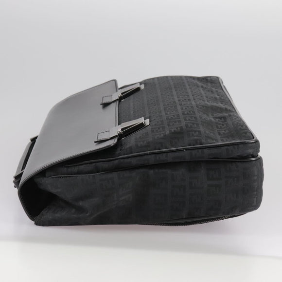 FENDI Zucchino Canvas Business Bag Black Auth bs20925