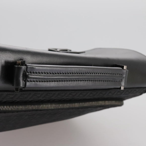 FENDI Zucchino Canvas Business Bag Black Auth bs20925