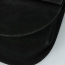 Salvatore Ferragamo Gancini Shoulder Bag Suede Black Gold Auth bs20936-9