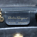 Salvatore Ferragamo Gancini Shoulder Bag Suede Black Gold Auth bs20936-12