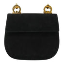 Salvatore Ferragamo Gancini Shoulder Bag Suede Black Gold Auth bs20936-2