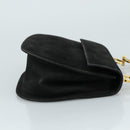 Salvatore Ferragamo Gancini Shoulder Bag Suede Black Gold Auth bs20936-3