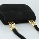Salvatore Ferragamo Gancini Shoulder Bag Suede Black Gold Auth bs20936-6