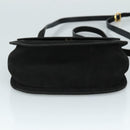 Salvatore Ferragamo Gancini Shoulder Bag Suede Black Gold Auth bs20936-5