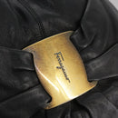 Salvatore Ferragamo Vala Hand Bag Leather 2way Black Gold Auth bs20937-17